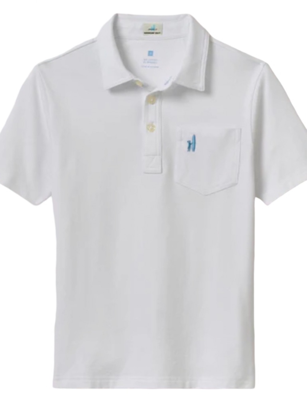 Johnnie-O Original Jr. Polo Shirt - white w/baby blue logo BNWT SIZE 14